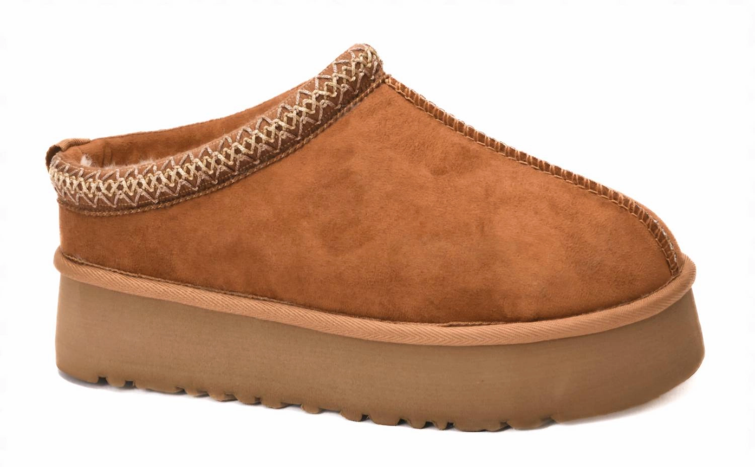 Pillow Talk Faux Suede Platform Slippers In Brown Comfortable Tongue Responsive