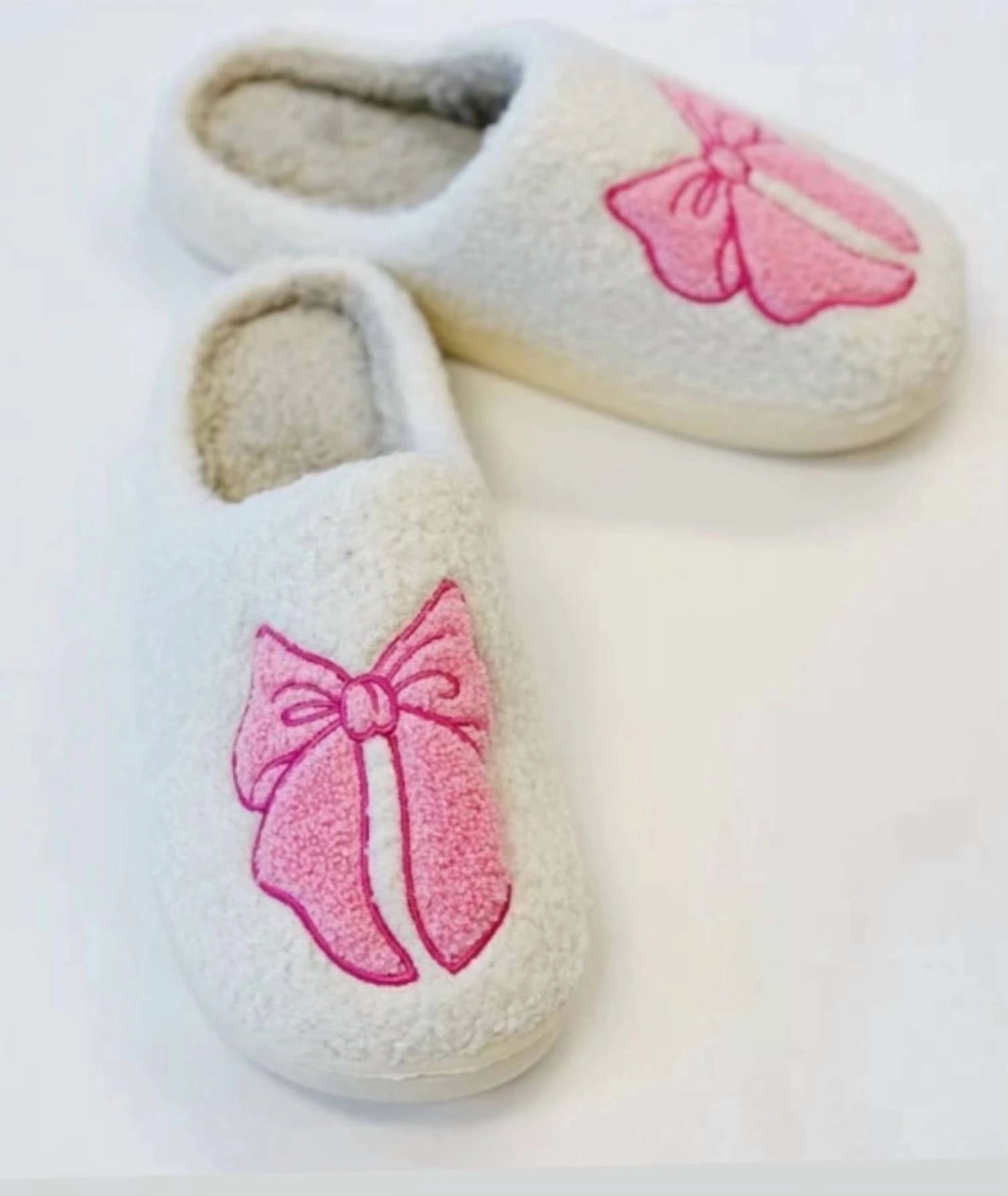 Women's Cozy Bow Slippers In Pink Comfort collar