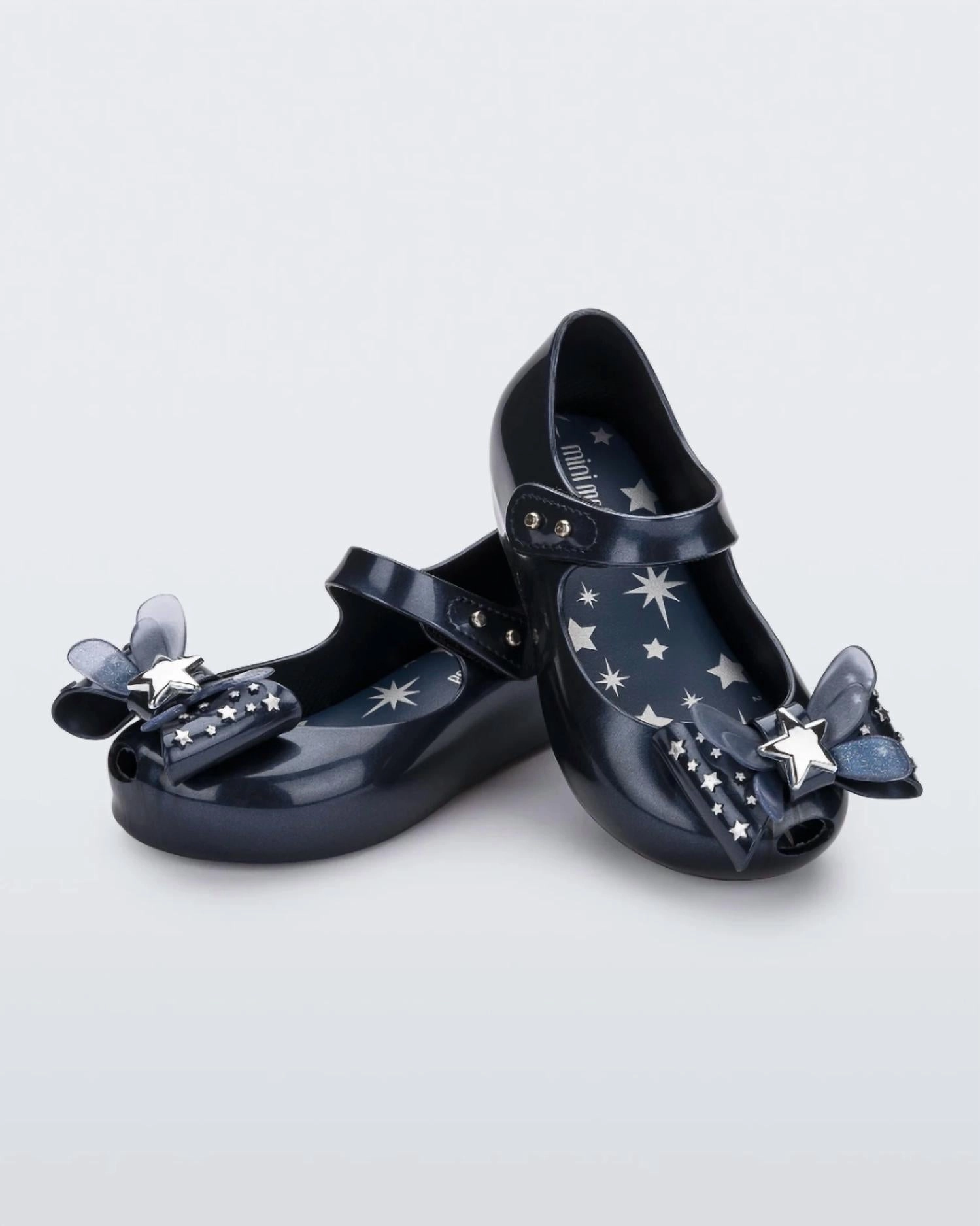 Secure fit Double Stitch Girls' Ultragirl Star Ballet Flat In Metallic Blue