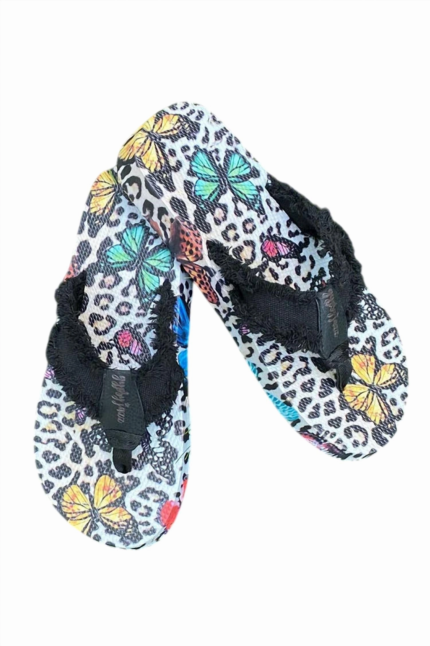 Women's Tallulah Printed Flip Flops In Black Multi Anti   Slip Pattern Comfortable Adaptability