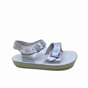Quiet Step Lace Option Hoy Saltwater Girls Silver Sandals