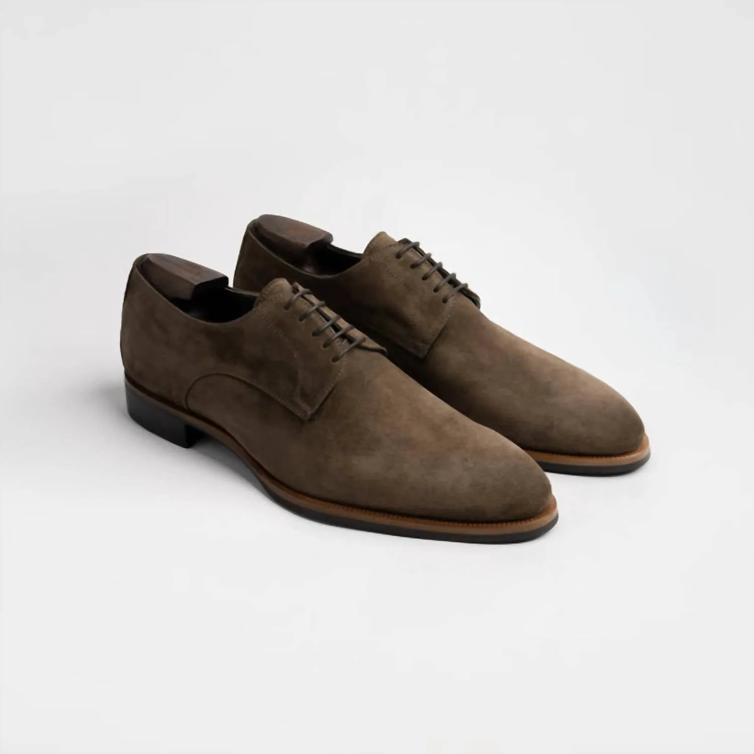 Men's Pisa Suede Derby Shoes In Dark Bark Comfort Fit Urban Lifestyle