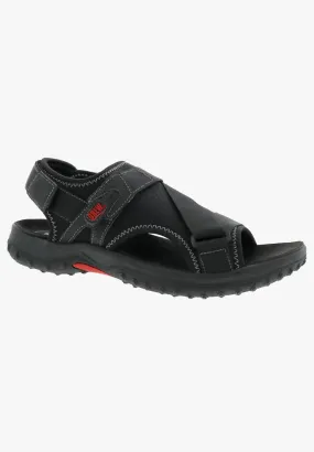 Blue Cool Ventilated Design Men's Wander Sandal In Black Leather Combo