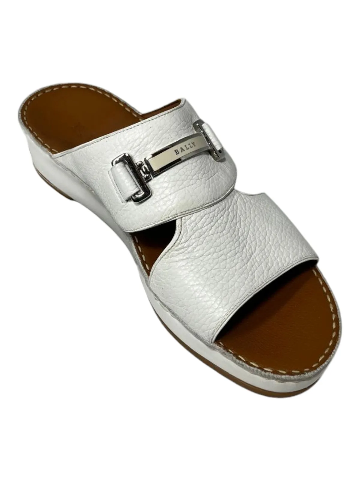 Grab And Go Bally Harold 6211920 Men's White Grained Leather Sandals