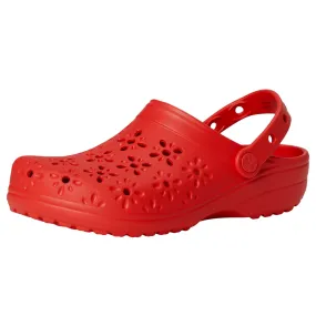 Crocs Classic Clogs with Floral Cut Out Design Cherry Red  210927-6ZR Men's Mule Style