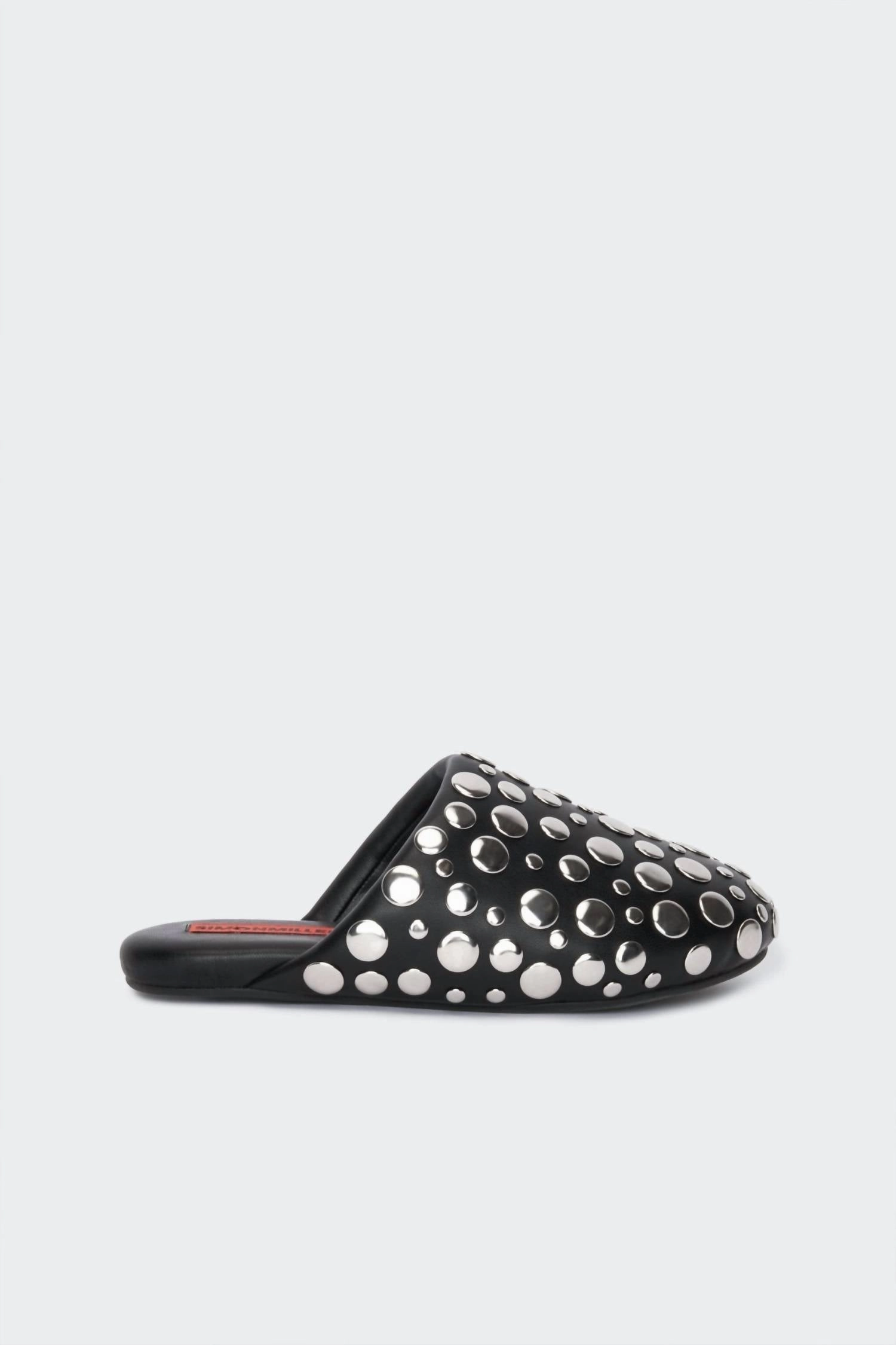 Cushioned heel Sleek Design Women's Studded Bubble Slipper Shoe In Black/silver
