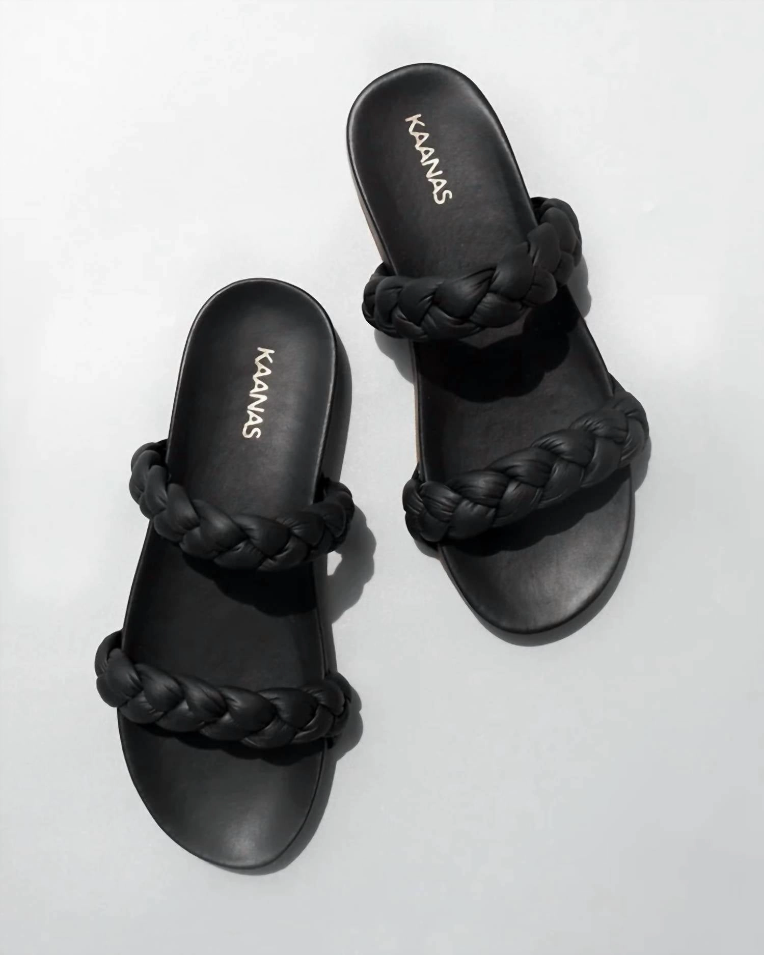 Coco Chunky Braided Pool Slide In Black Elastic Collar