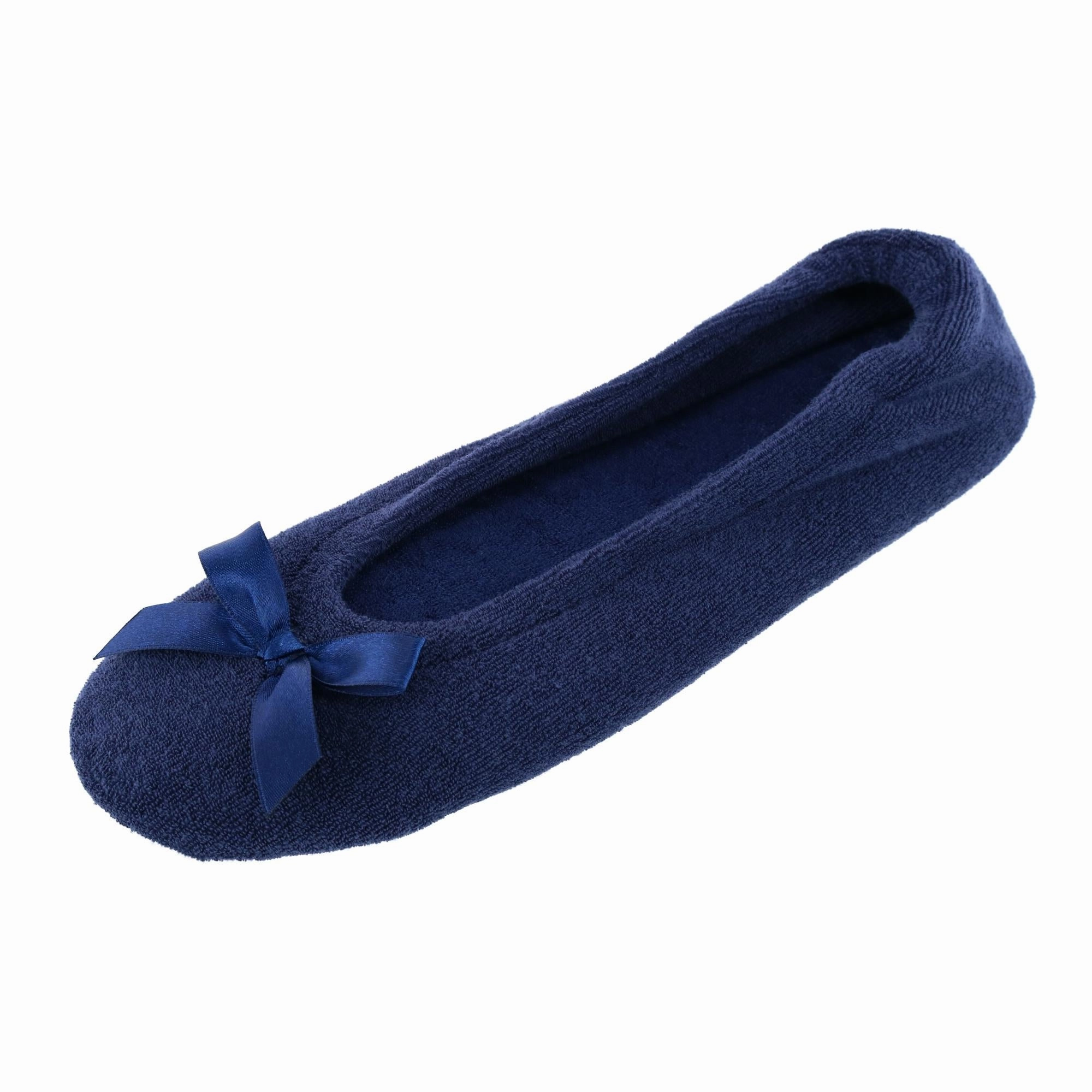 Stable Heel Adjustable Straps Women's Terry Ballerina Slipper House Shoe