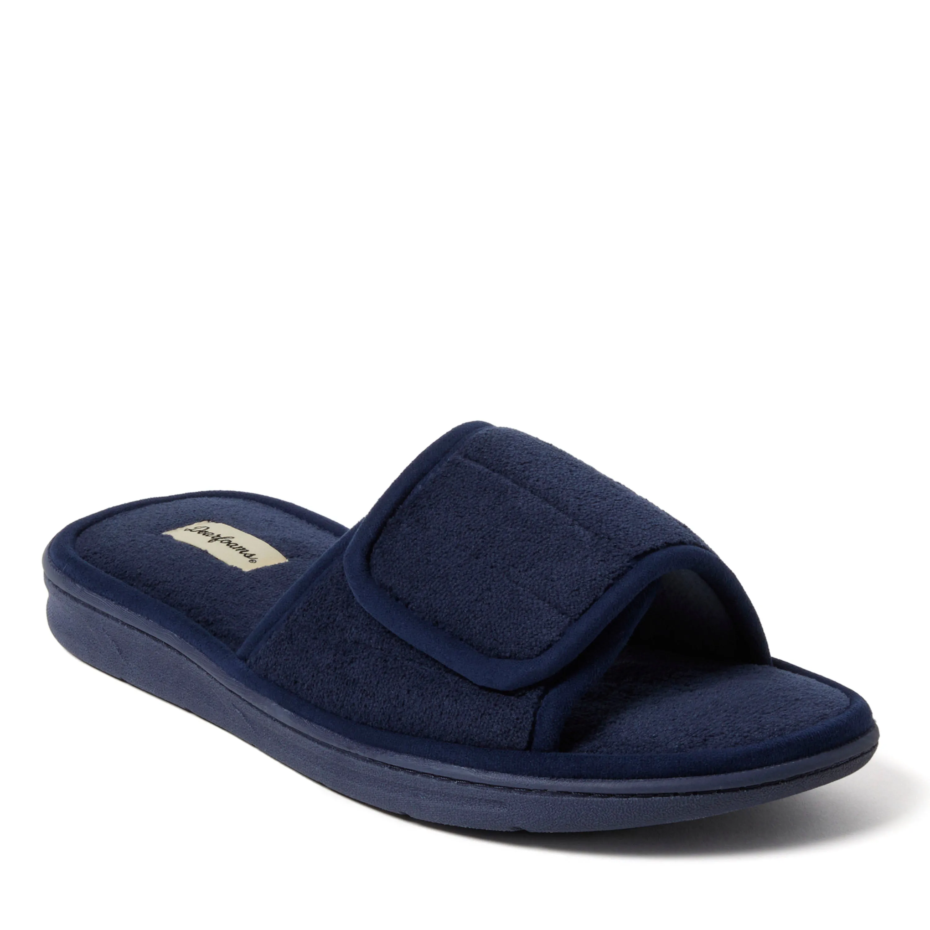 Dearfoams Men's Collin Terry Adjustable Shower Slide House Slipper Zero Weight