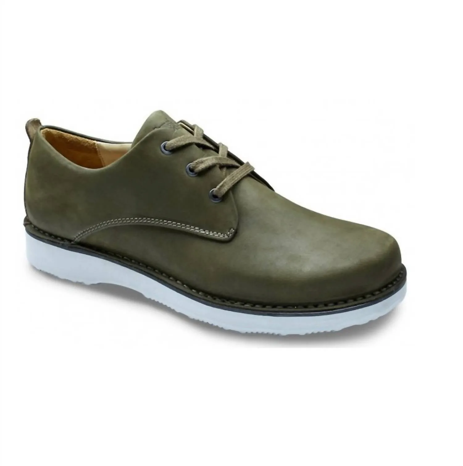 Men's Free Derby Shoes In Loden Green Structured Upper Career Oriented