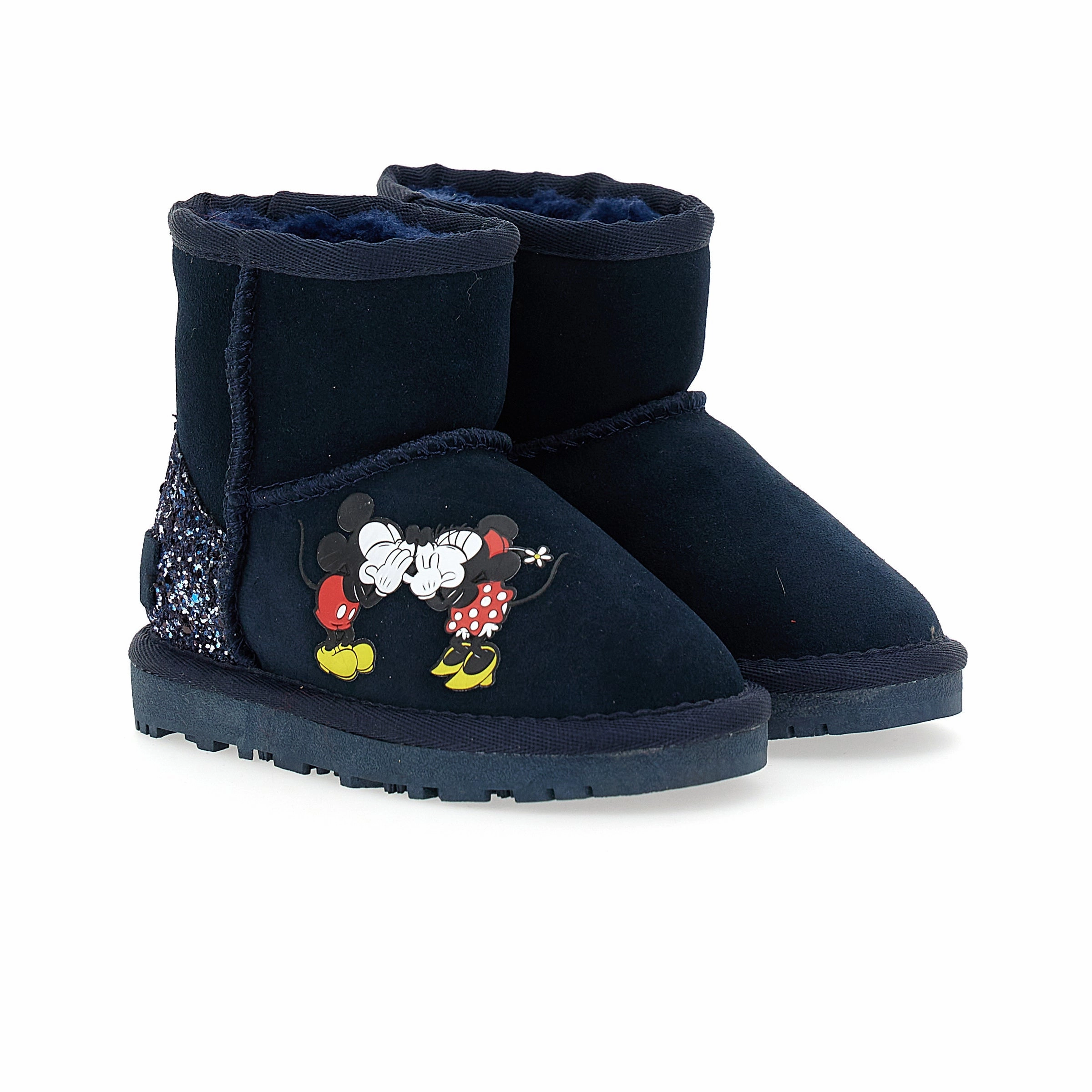 Anti Odor Cold Weather Commuter Navy Mickey   Minnie Glitter Tab Winter Boots