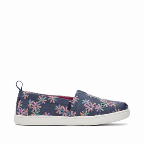 Youth Alpargata Navy Embroidered Floral Kids Shoe evening run