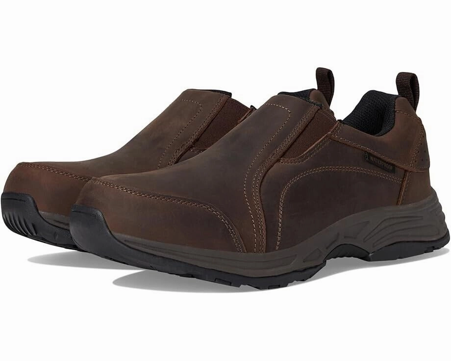 shoe covers traction - enhanced running gear Propet Cash North Men's US 8 Brown Leather Waterproof Slip-On Shoes ZPO1854
