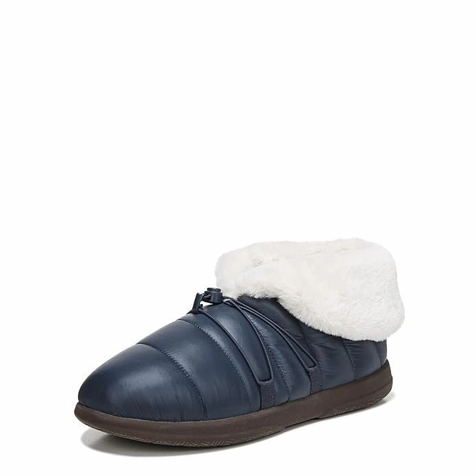 Vionic Gabrie Puffy Arch Supportive Slipper Women's Blue Faux Fur Cuff JOBB1596 Elastic Bands