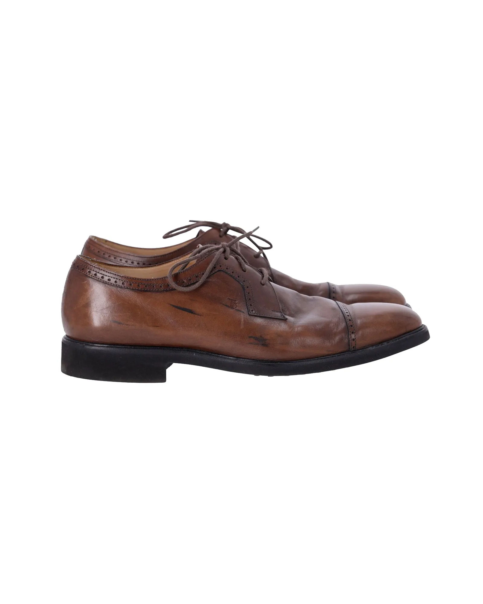 Style Staple Tod's Lace Up Derby Shoes in Brown Leather