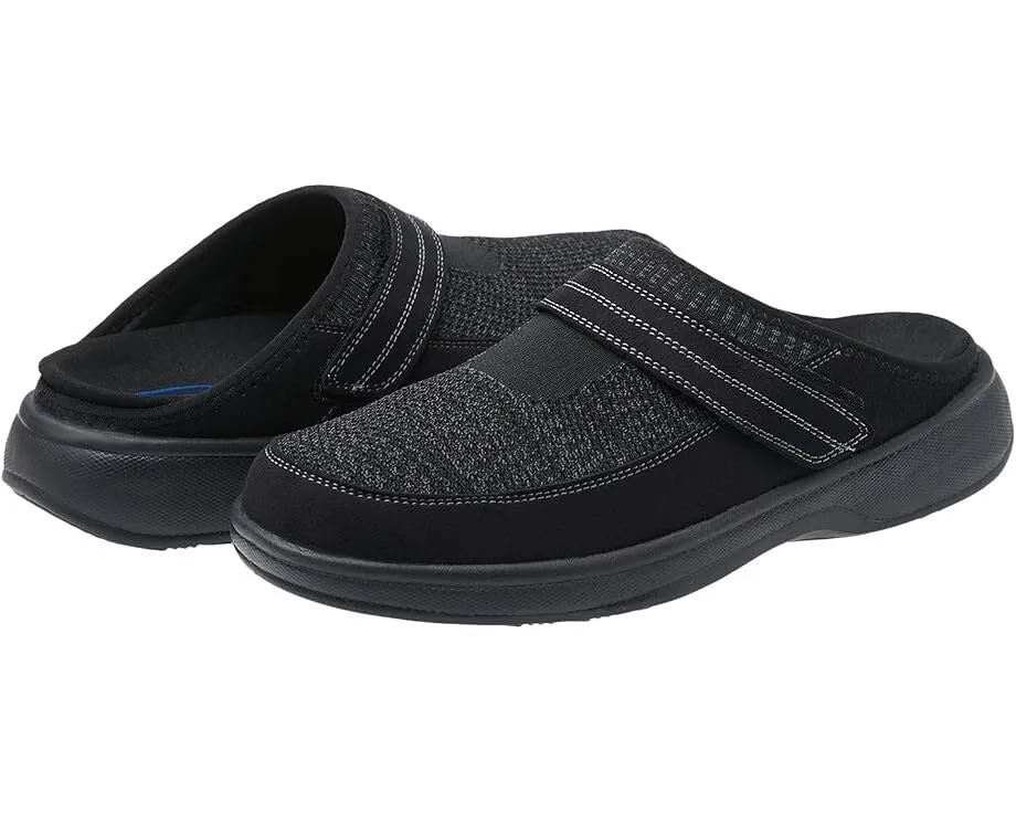 PU Sole Light Slip-on Shoes Orthofeet Hudson Slippers Men's US 12 Black Comfort Adjustable Strap ZPO3686