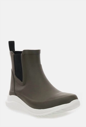 Women's Bellevue Chelsea Rainboot In Olive Padded Interior Active Nomad