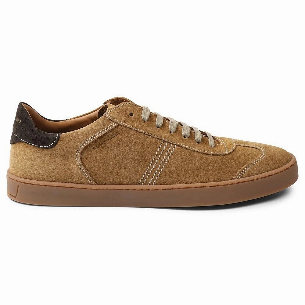 Bruno Magli Bono Sneakers Men's US 7 Brown Cognac Suede Lifestyle Shoes KHD834 Impact Zone youth running footgear