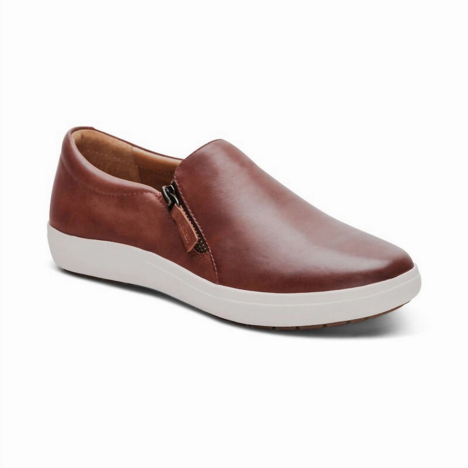 Women Jenna Slip-On Sneakers In Brown Ventilated Design Minimalist