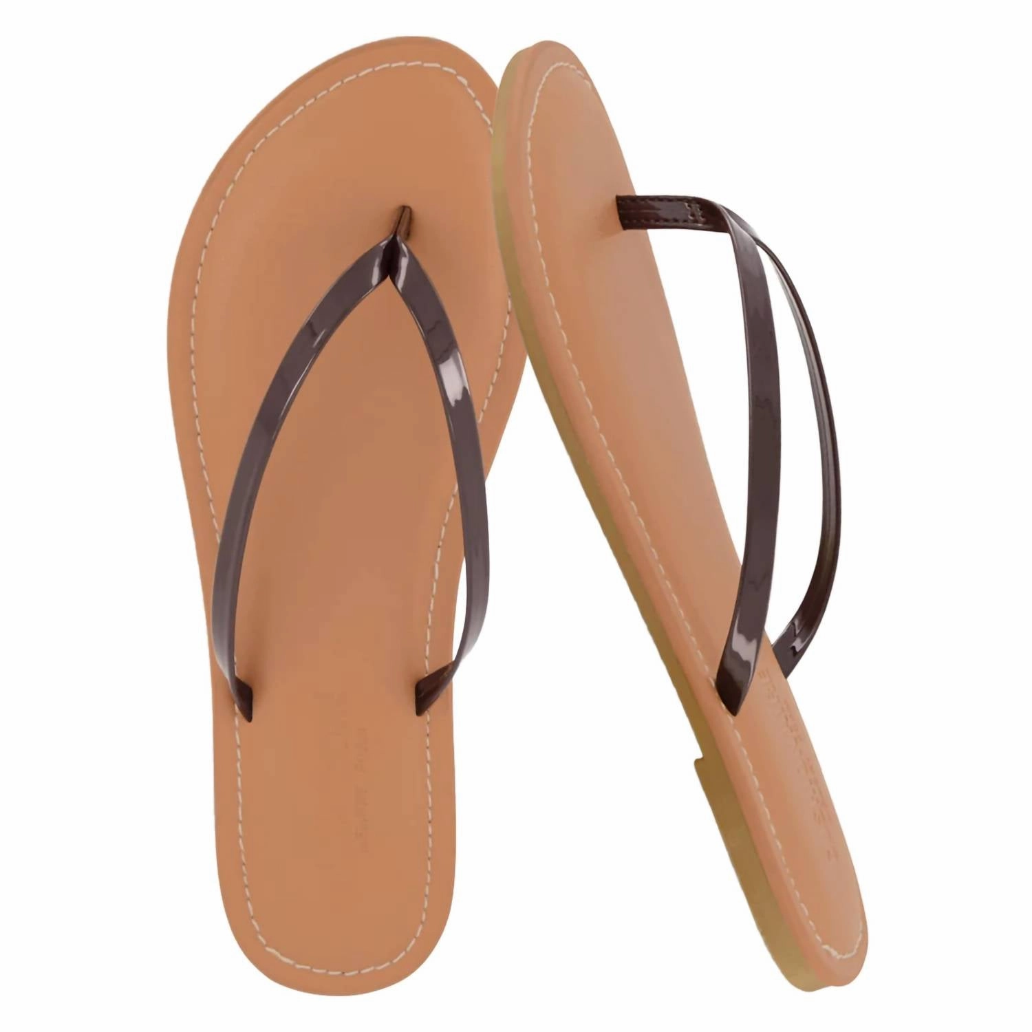 Lightweight Comfort Flexible structure Women's Cora Flip Flops In Brown Patent