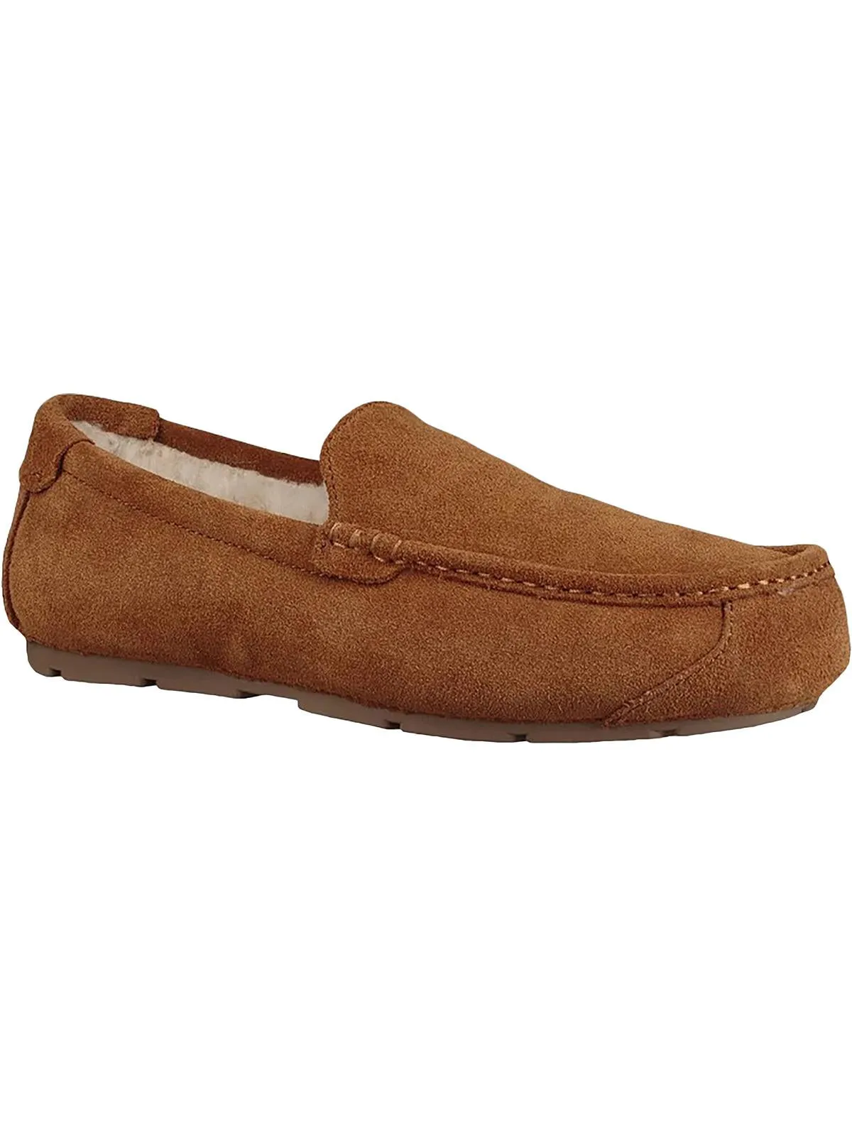 Ocean Breeze Tipton  Mens Suede Faux Fur Moccasin Slippers