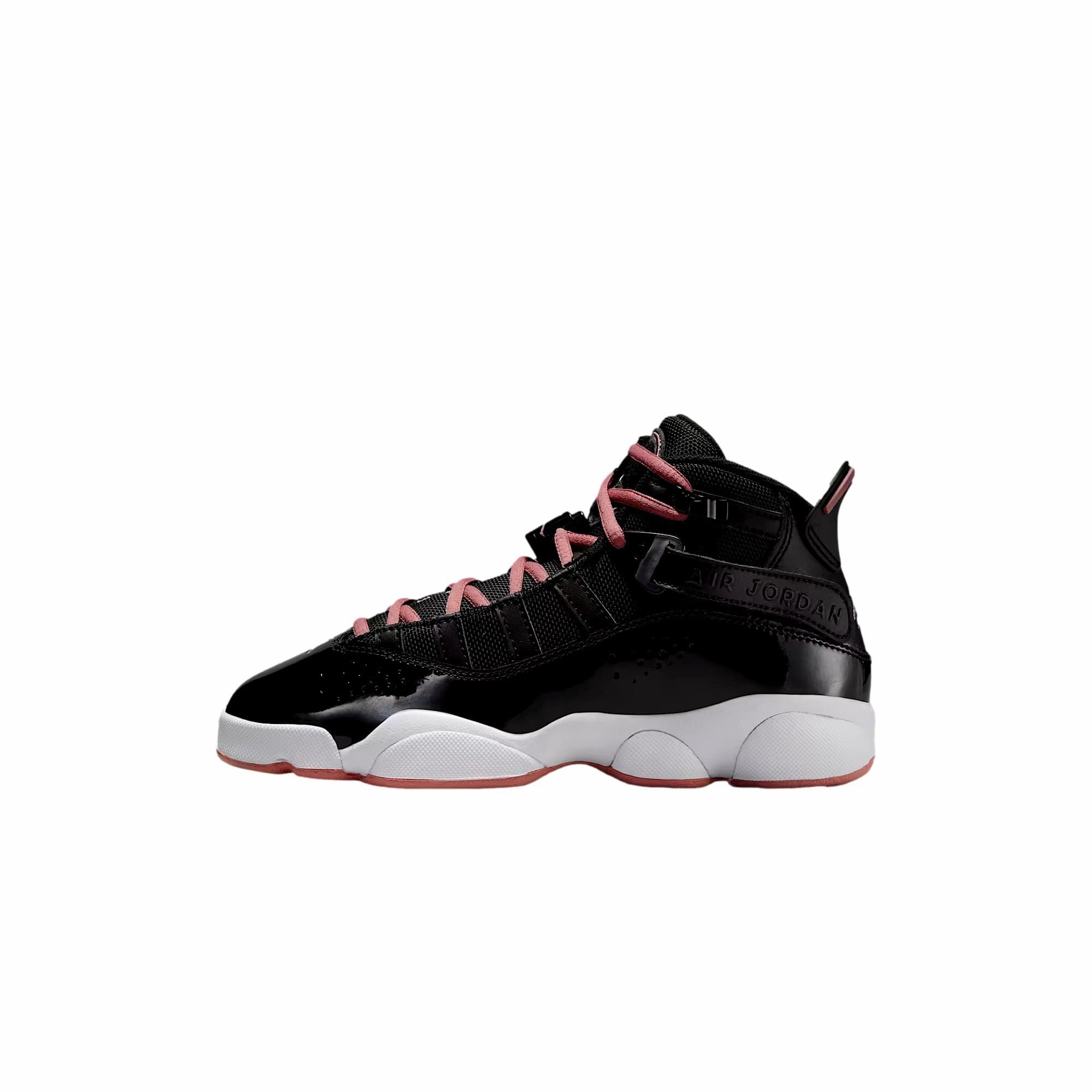 Nike Jordan 6 Rings Black / Rust Pink - White  323419-068 Grade-School Run Fast Adaptive Cushion Stack