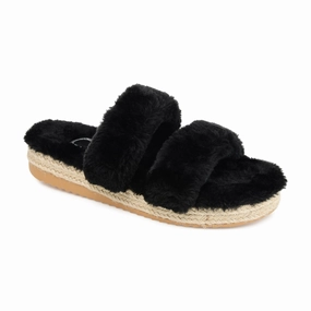Heel Strap breathable socks Journee Collection Women's Faux Fur Relaxx Slipper