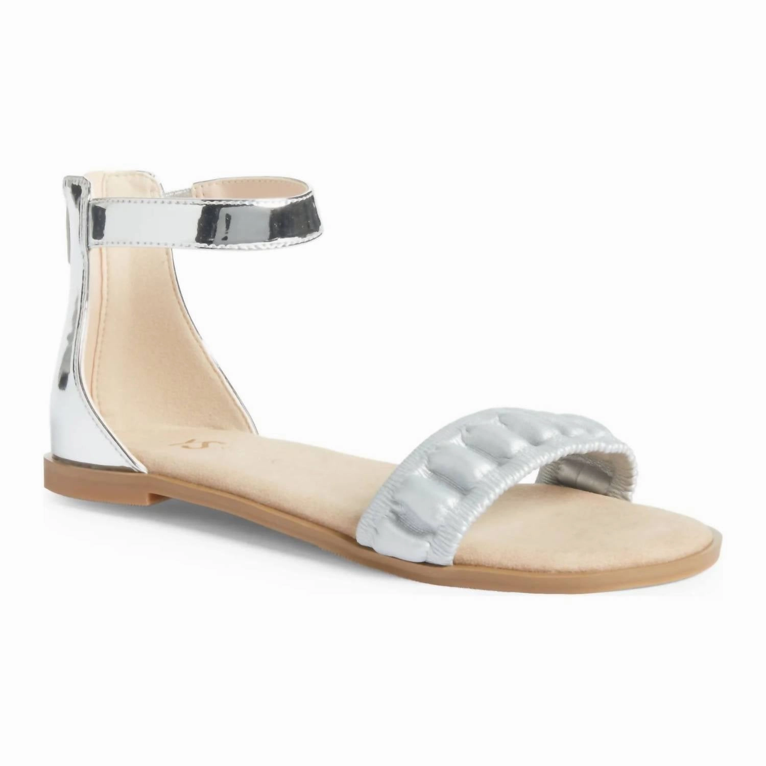 Kids Miss Cambelle Ruffle Sandal In Silver All-day Comfort Shoes Easy Travel