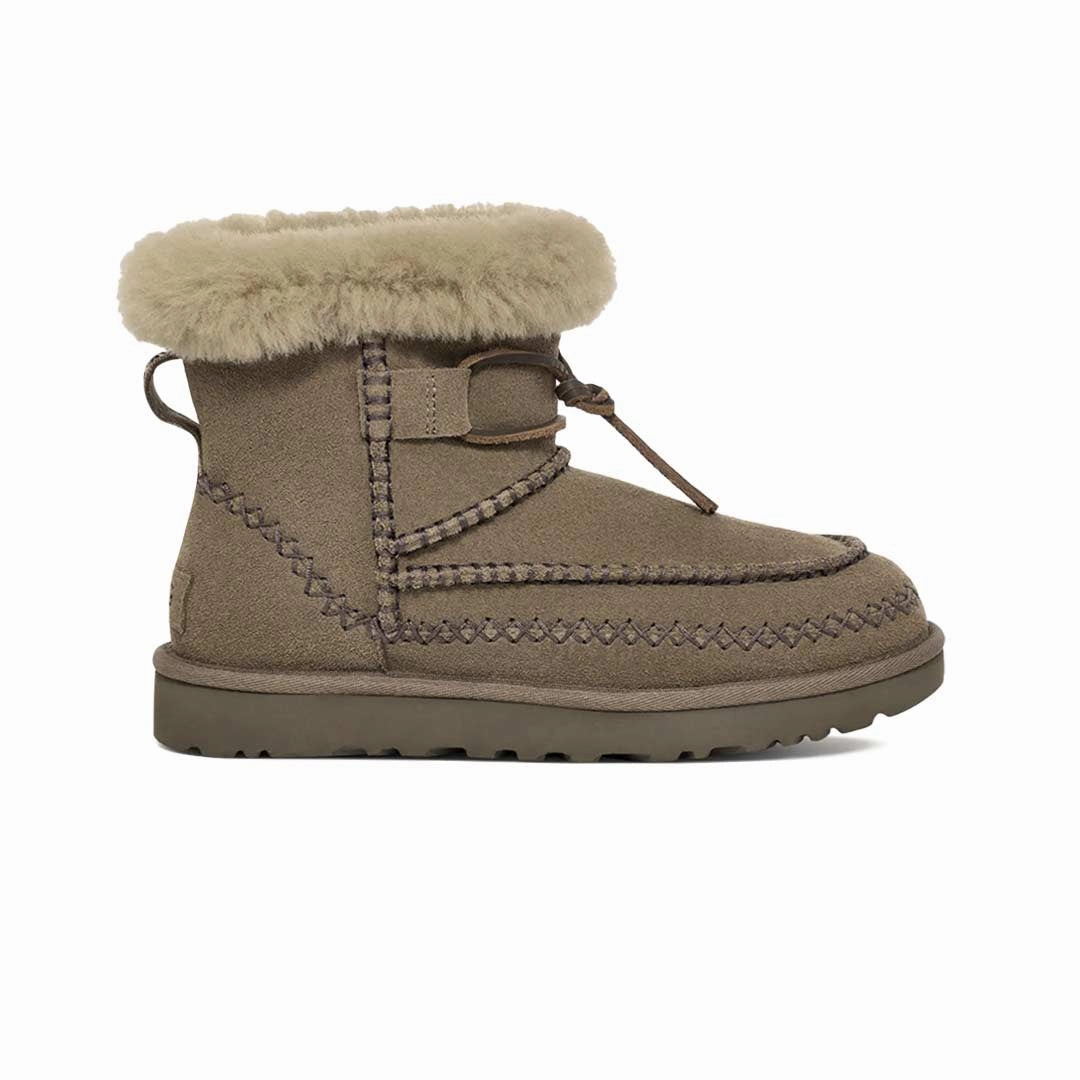 Leather Upper Metallic Accent UGG? - Women's Classic Mini Alpine Boots (1158251-HCK)