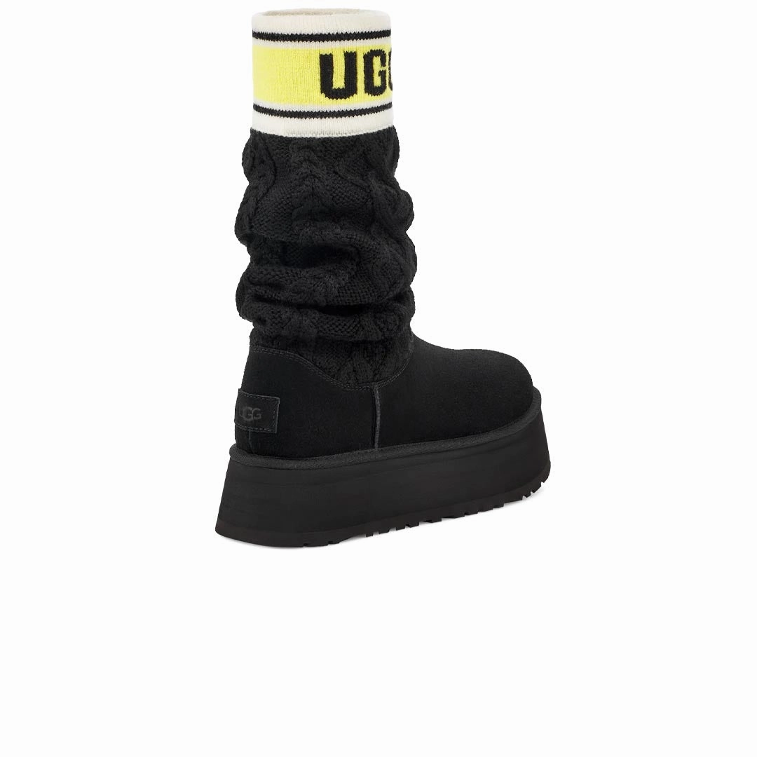 Slip   On Style Dance Edge UGG? - Women's Classic Sweater Letter Boots (1144045-BLK)