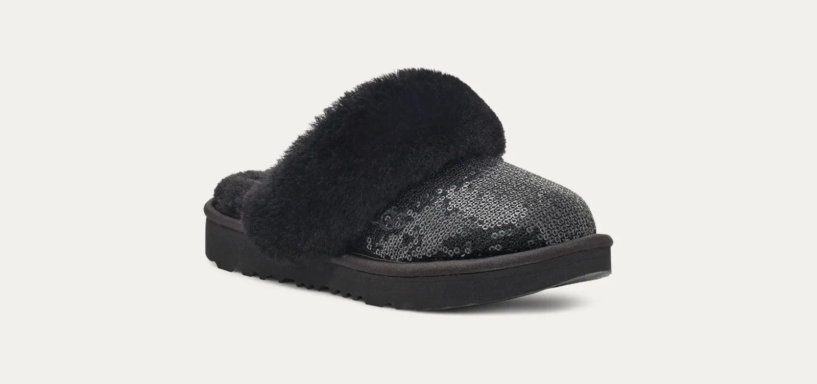 High Efficiency UGG Cozy II Mirror Ball 1151772K-001 Slippers Kids Black Sequins Mule JOBB899