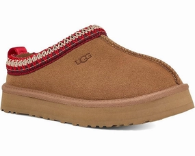 PU material Easy Fit Walk Ugg Tazz 1143776K-CHE Slippers Kids Chestnut Brown Suede Round Toe Slip-On GUG60