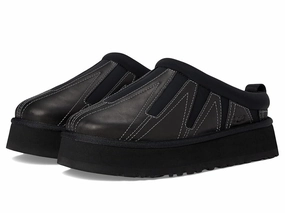 Comfy Relax Shoes UGG Tazz Sunwave 1169771-BLK Womens US 7 Black Leather Platform Slippers ZPO3712