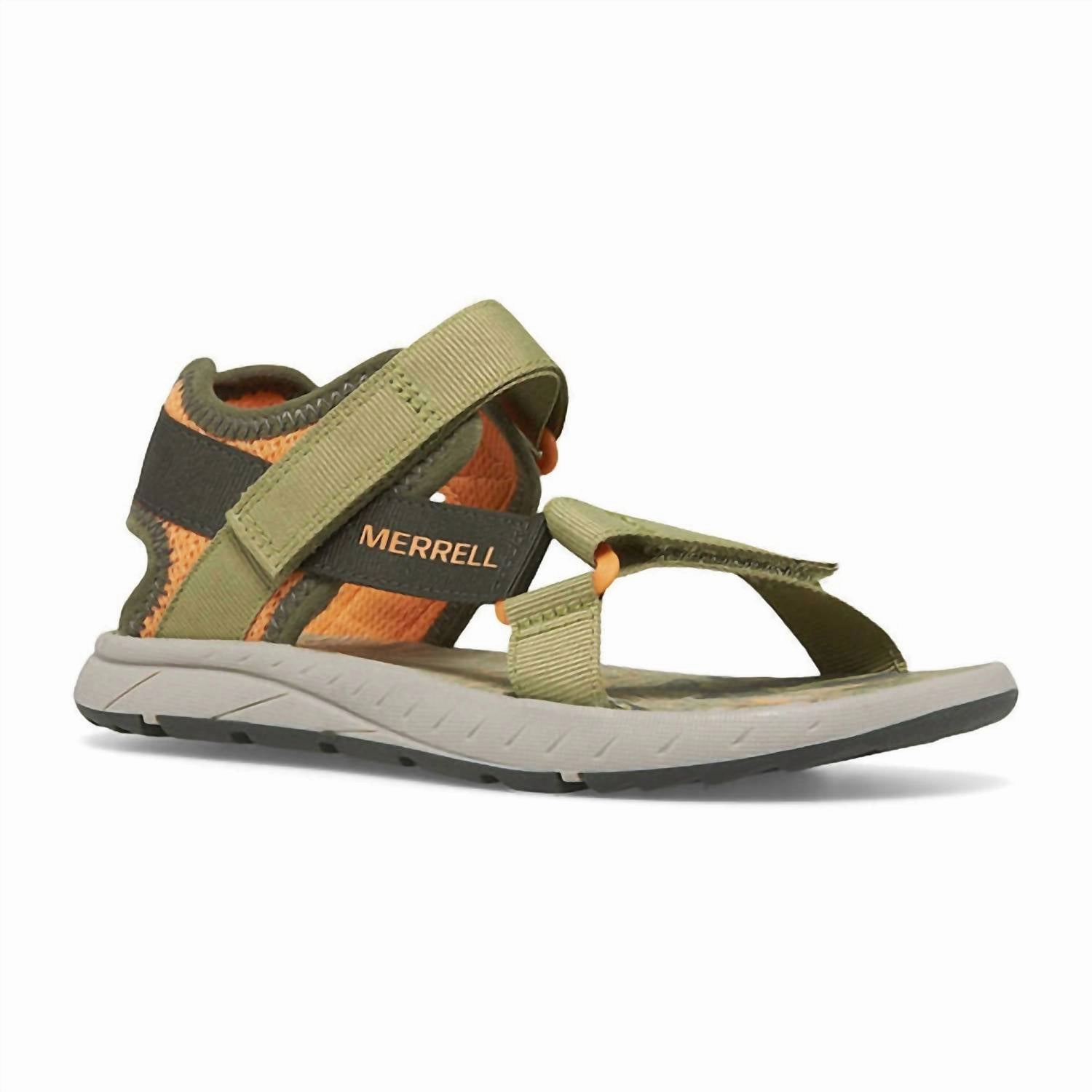 Kid's Kahuna Web Sandal In Olive/orange flexible shoes All-Day Sandals