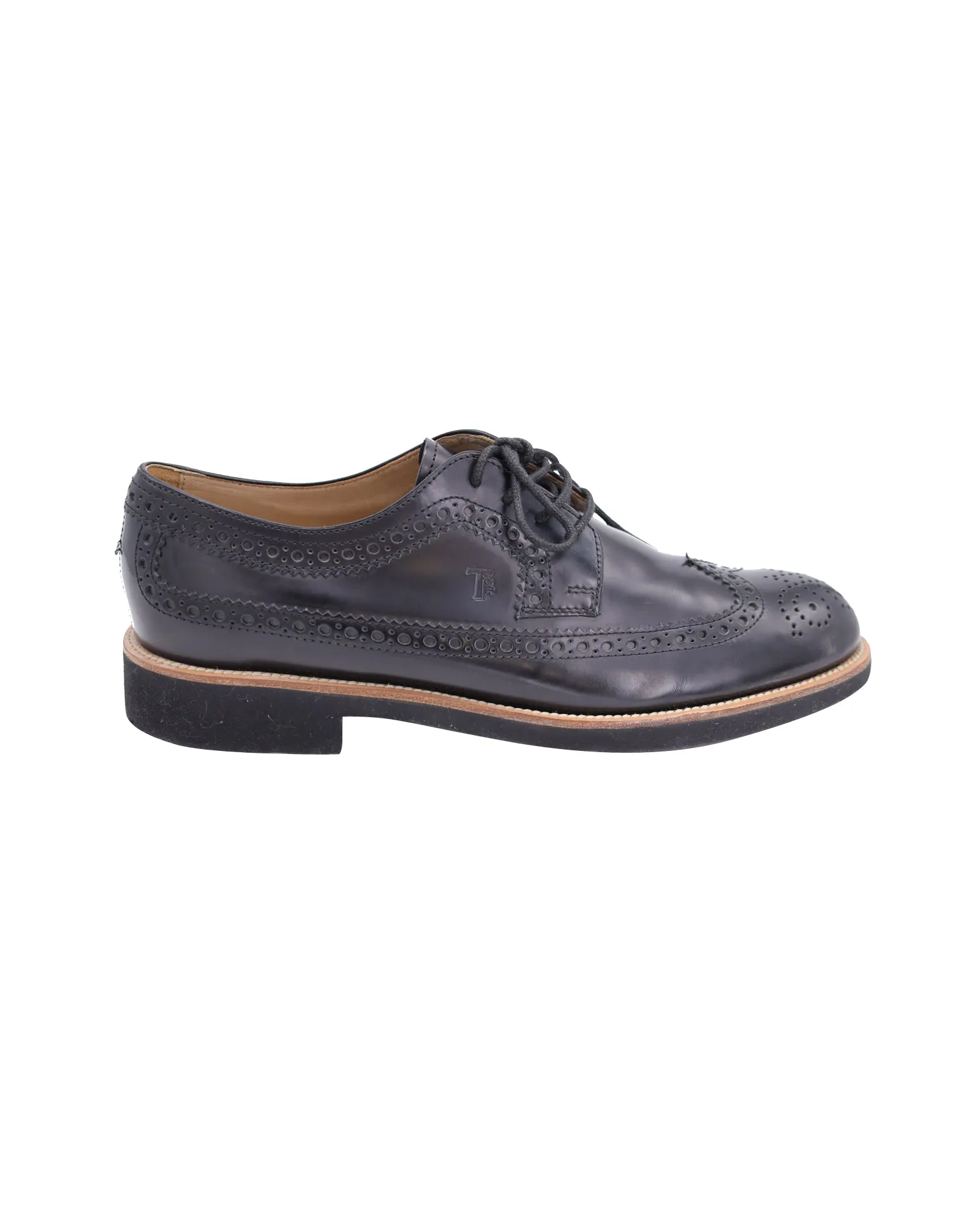 Heel Support Tod's Lace Up Oxford in Black Leather