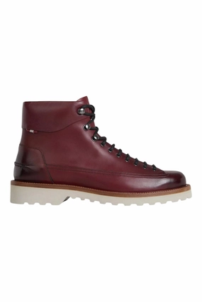 Bally Norkwel 6239798 Men's Heritage Red Calf Leather Ankle Boots Flexible Frame Rough Trail Hiker Feather Light Daily Walks