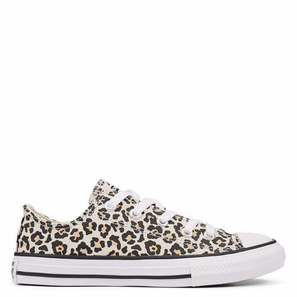 Shock-absorbent Converse Chuck Taylor All Star OX Kids' Leopard Low Top Sneakers