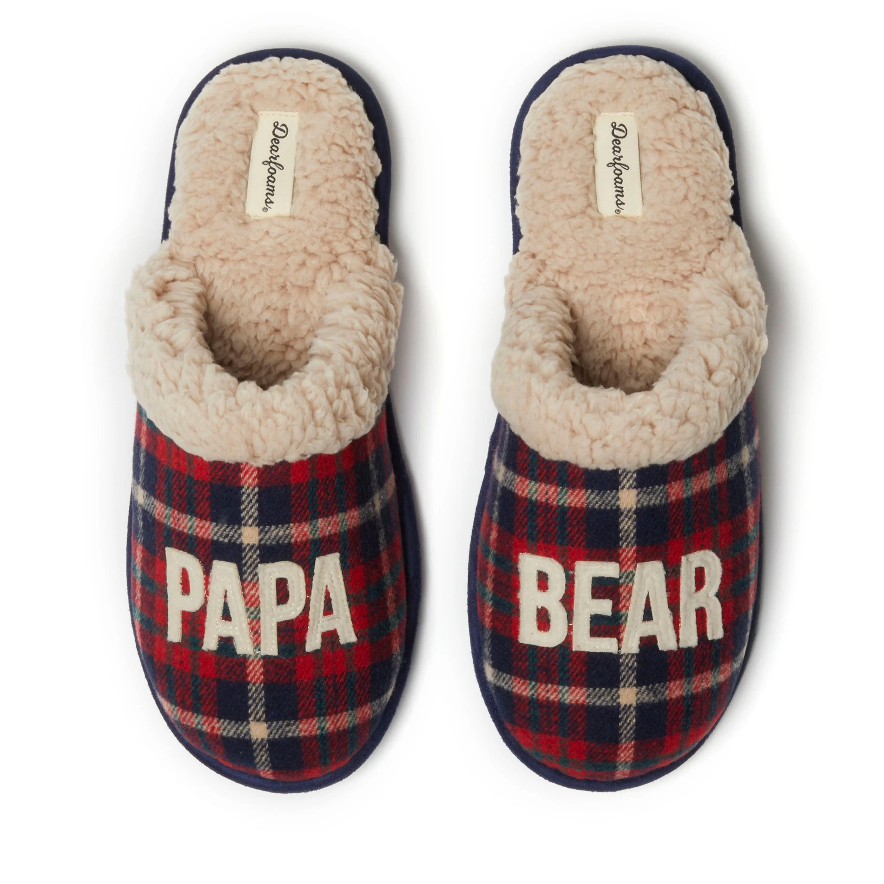 Chunky Dearfoams Men's Papa Bear Plaid Scuff Slipper