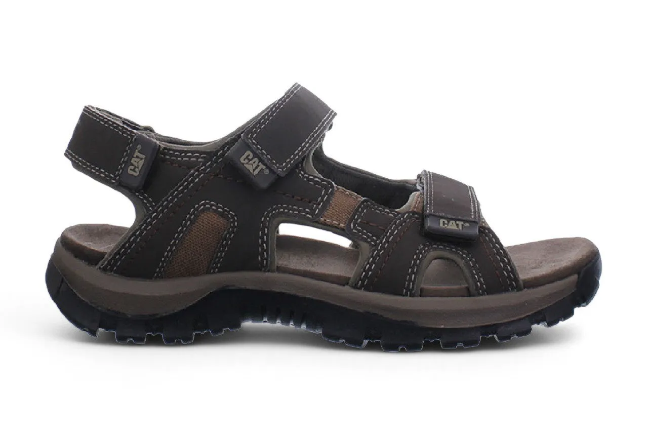 Relaxed Walk Caterpillar Men's Black Leather Giles Trekking Sandals