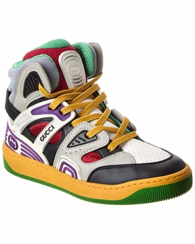 Trendy Shoes foldable Gucci Basket Leather & Mesh Sneaker