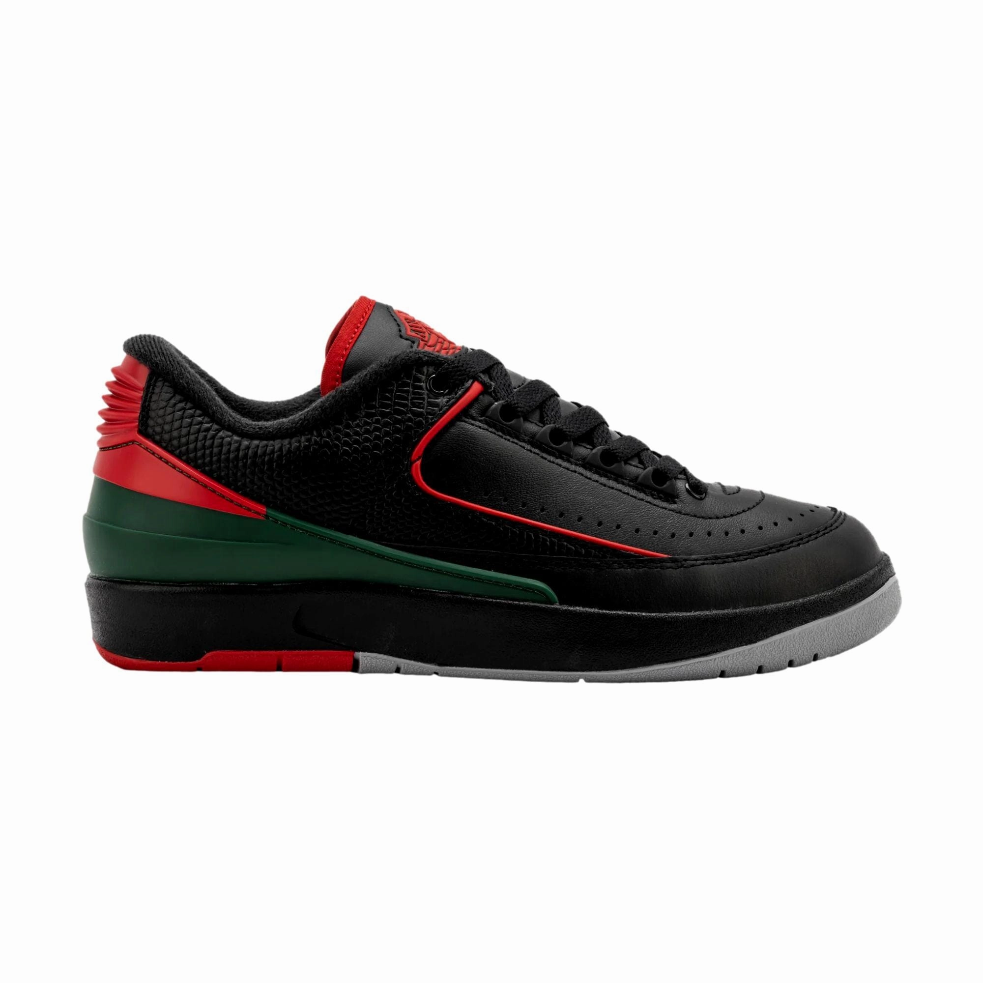 Nike Air Jordan 2 Retro Low Black/Fire Red-Fir-Cement Grey  FJ6869-006 Grade-School Sturdy flexibility Motion control