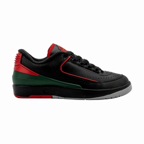 Easy Grip Knit texture Nike Air Jordan 2 Retro Low Black/Fire Red-Fir-Cement Grey  FJ6869-006 Grade-School
