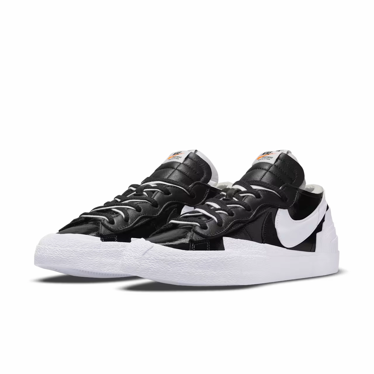 moisture - wicking lining cross - strap shoes Nike Blazer Low x Sacai DM6443-001 Men's 11 Black Patent Leather Shoes GBNC205