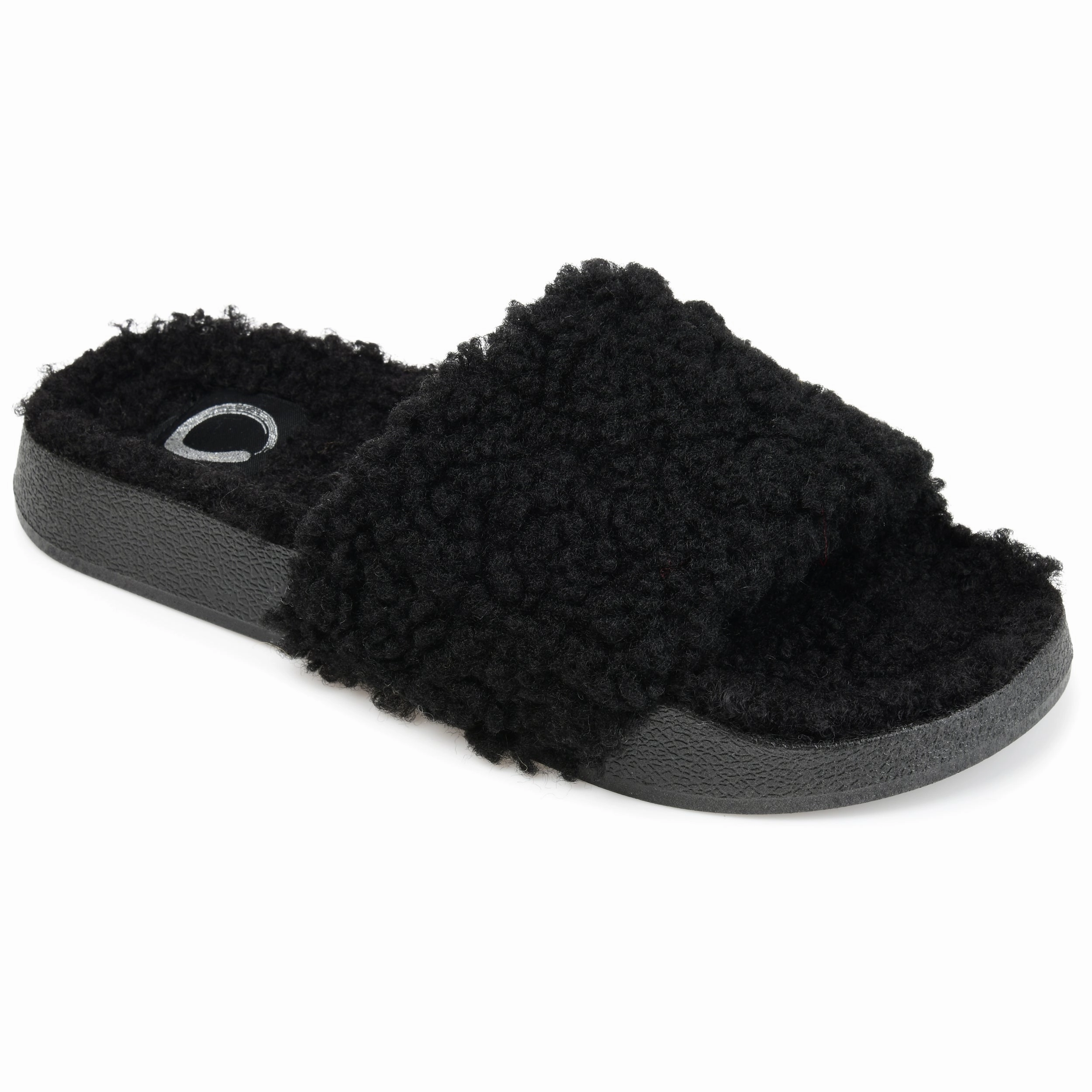 Journee Collection Women's Faux Fur Haimi Slipper Toe Thong Lightweight Slip-Ons