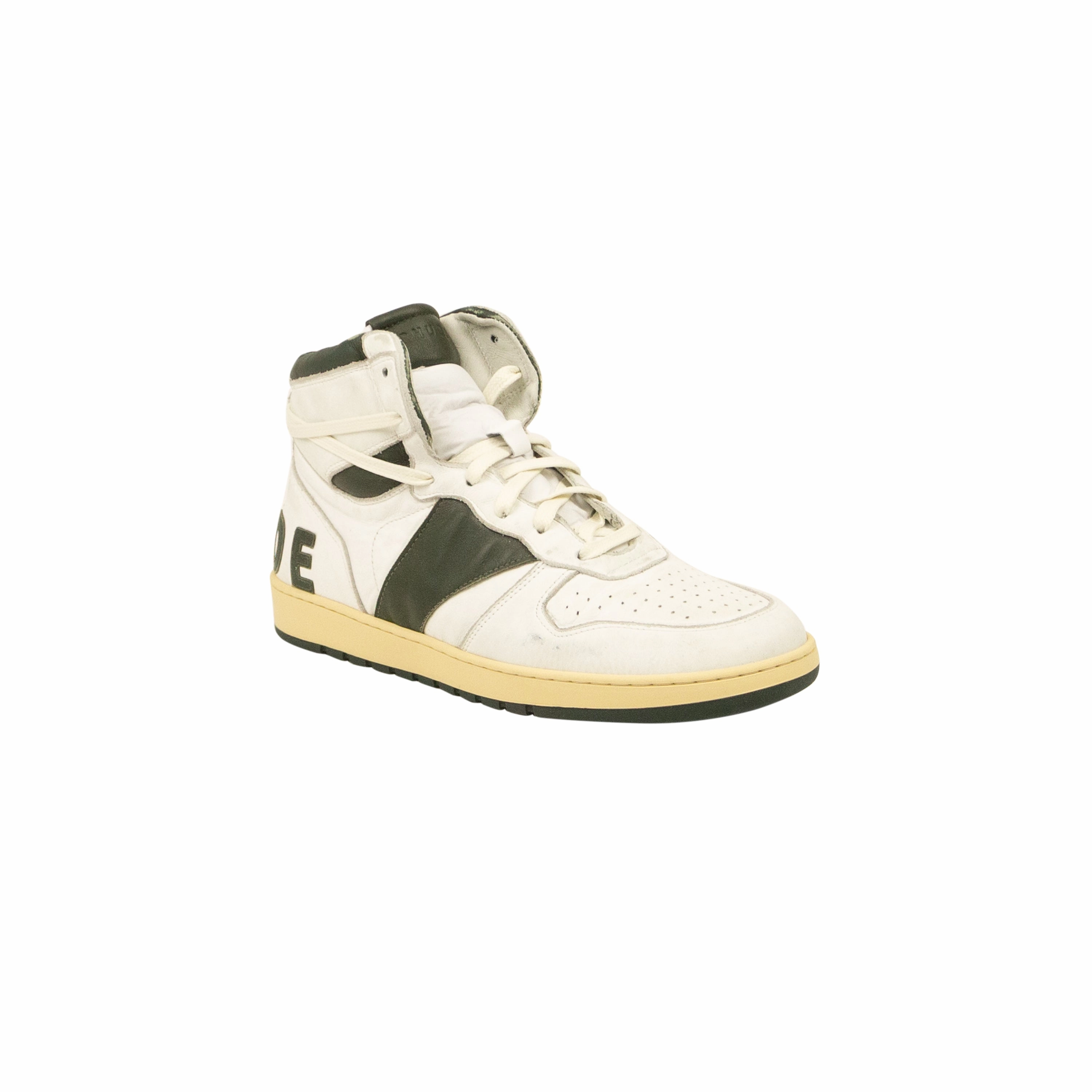 White And Forest Green Rhecess Hi Top Sneakers running in heavy rain shoes cold weather running shoes