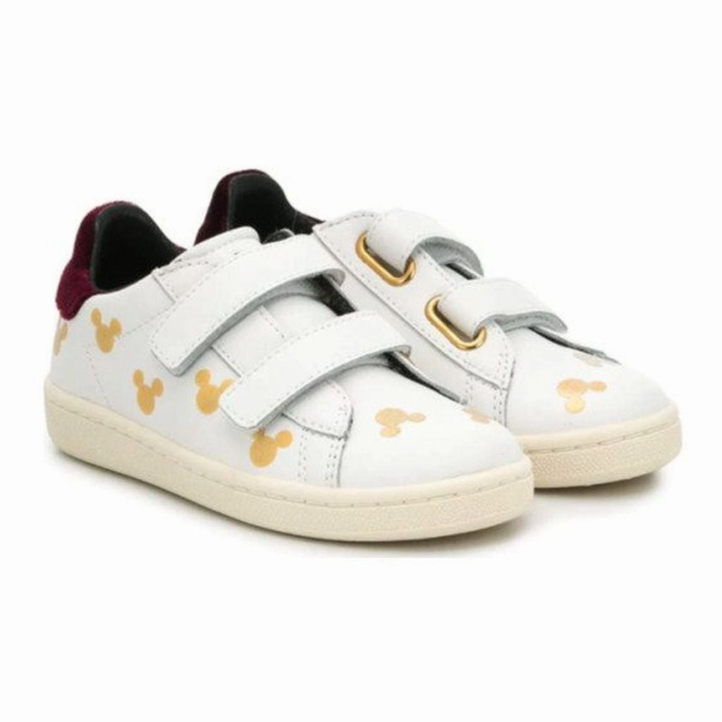 Heel Design Off Duty WHITE GOLD MICKEY PRINT SHOES