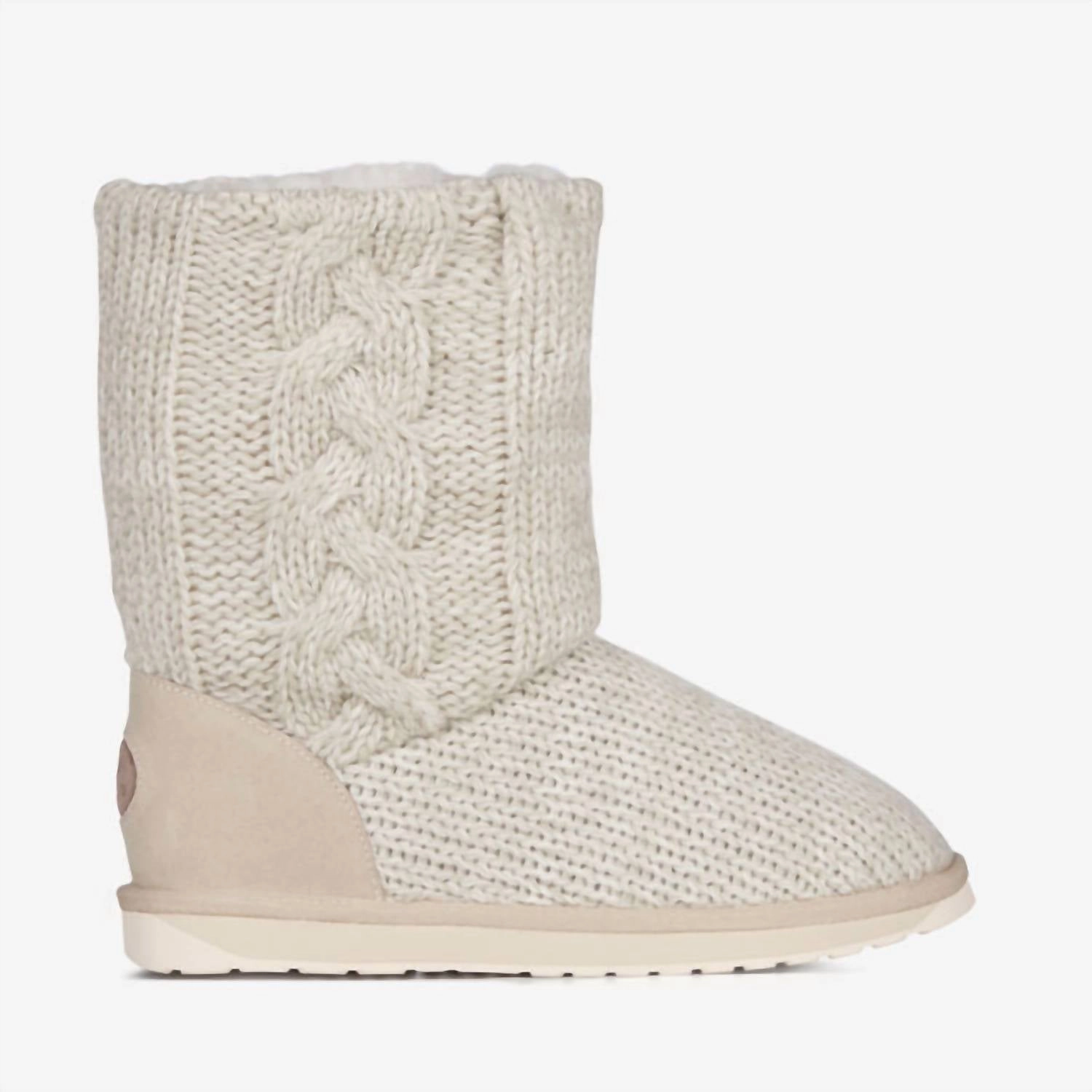 Women Bartle Cozy Knit Boot In Macadamia Removable Patterned Surface