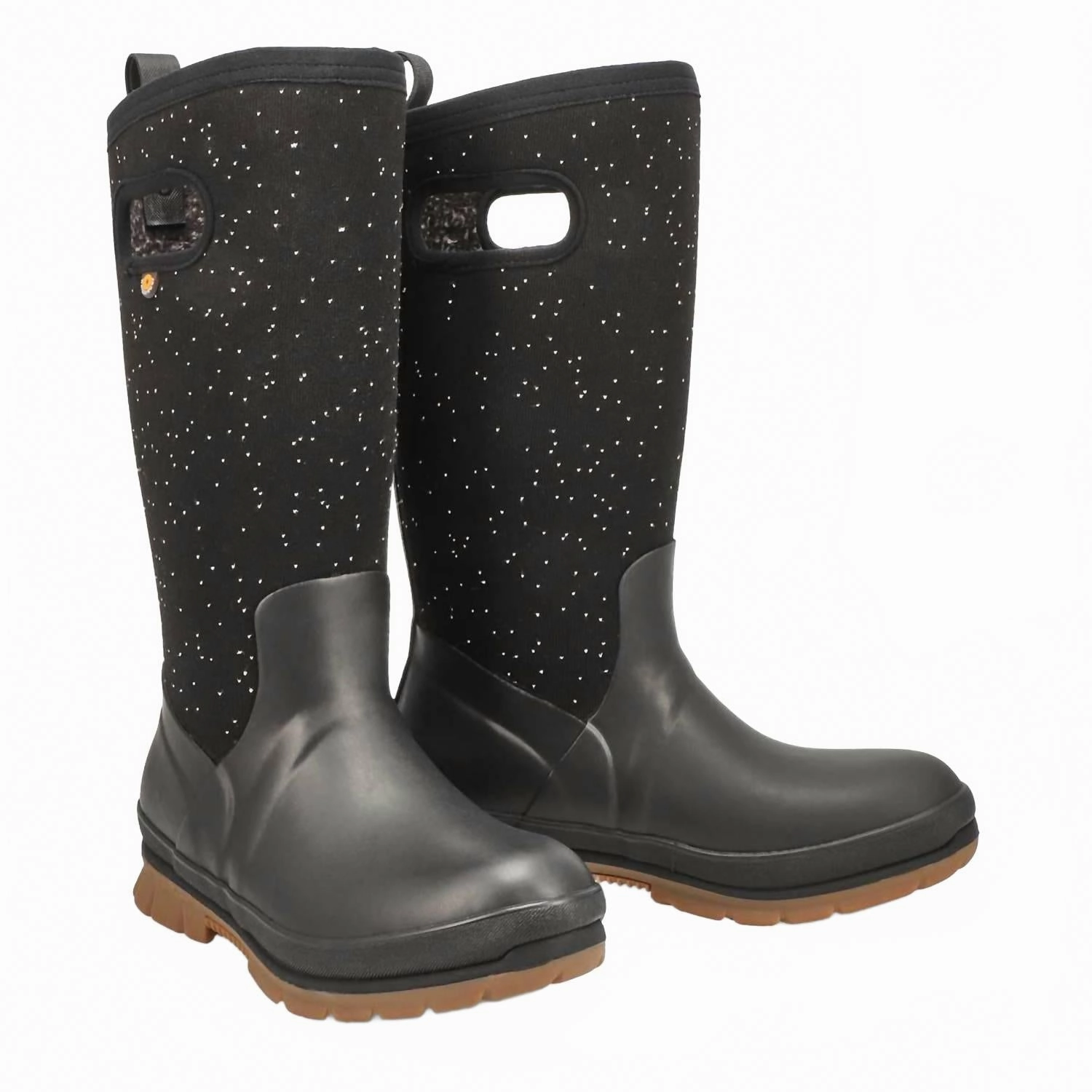 Women Crandall Tall Speckle Waterproof Boots In Black Lace-Up Design Travel Friendly