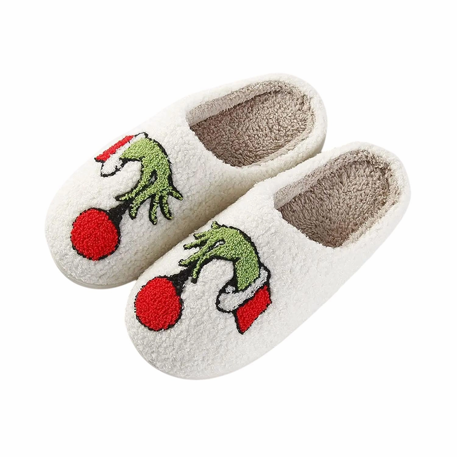 Women Grinchmas Is Here Fuzzy Slippers In Grinch Hand Stylish Design Travel Style
