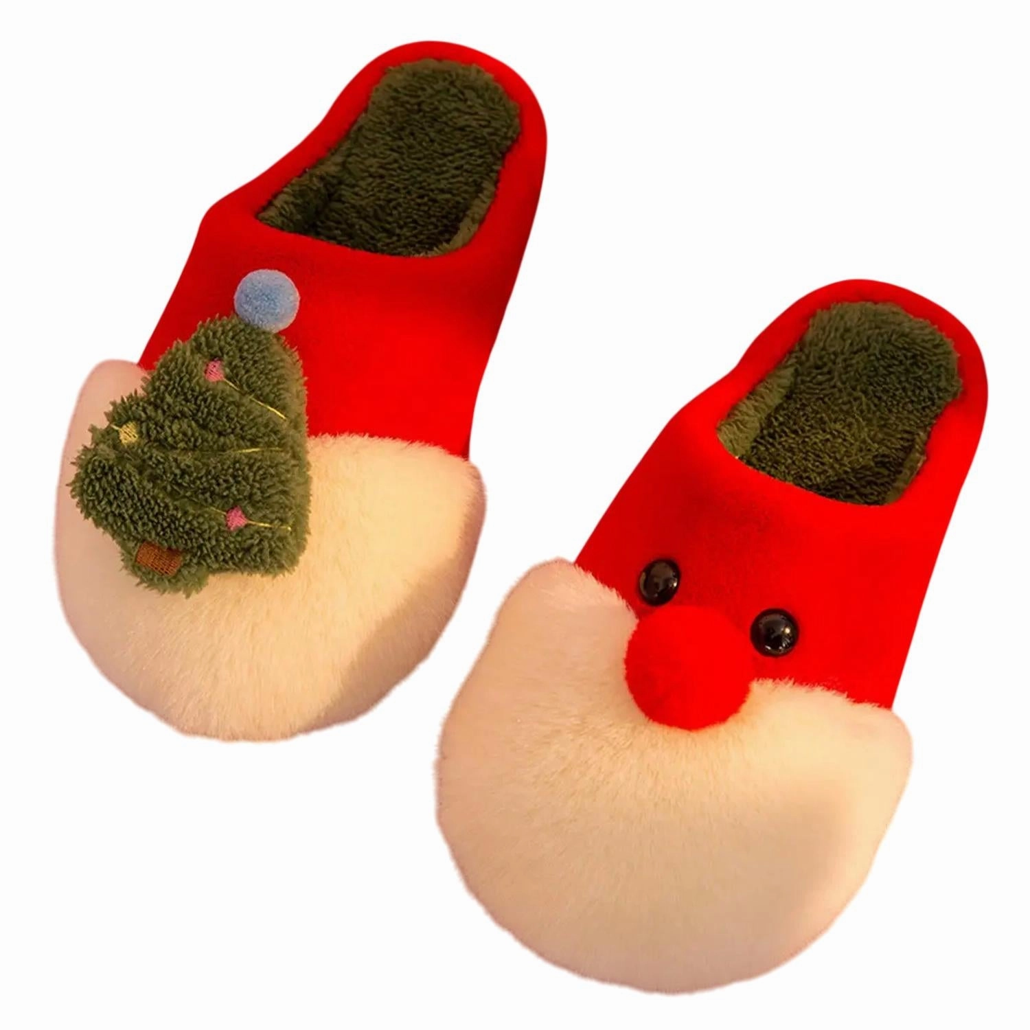 Light sandals Waterproof Material Women Rocking Around The Christmas Tree Fuzzy Slippers In Red